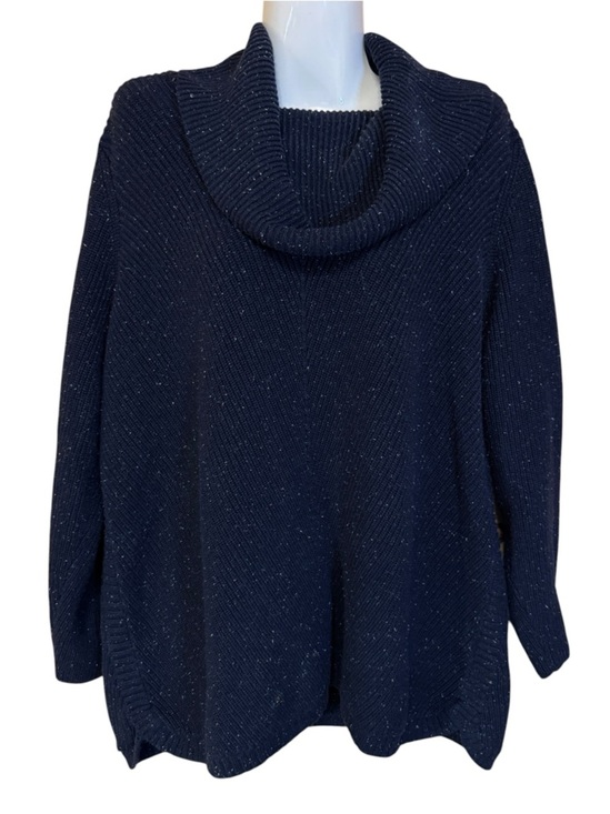 Talbots Sweaters - Talbots Plus Womens Navy Blue Cowl Neck Sweater 2X Cozy Knit